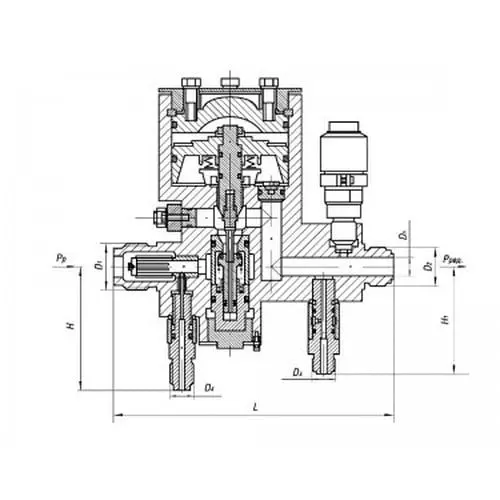 Бронзовый клапан редукционный проходной штуцерный 525-0343-01 (ИТШЛ.493.17105-01) 
