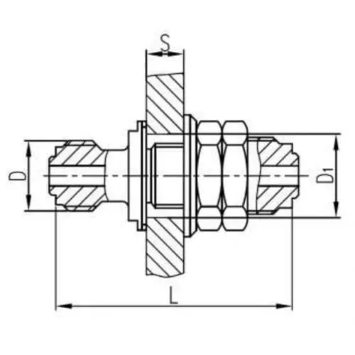 Латунный переборочный штуцерный съемный стакан 32x100 мм 554-03.905-10 (ИTШЛ.363171.134-09)
