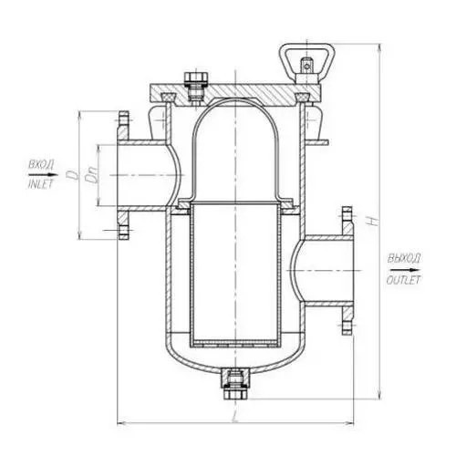 Медный фильтр забортной воды фланцевый