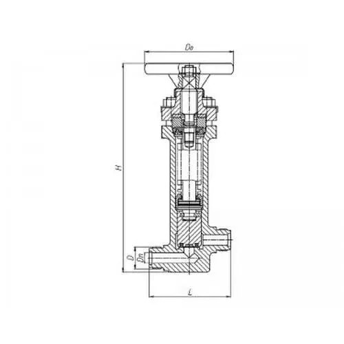 Бронзовый запорный проходной штуцерный бессальниковый клапан с герметизацией